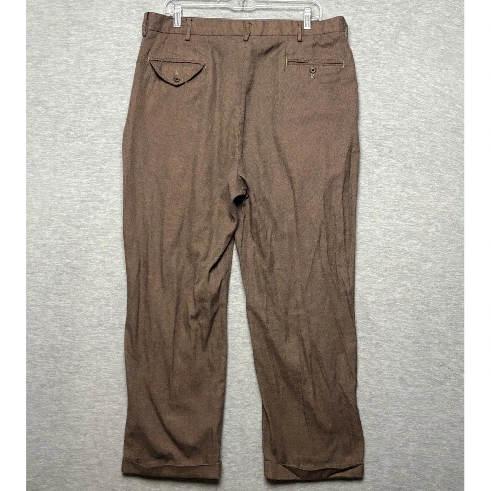 Polo Ralph Lauren Tencel Dress Pants Brown Pleated Casual Trousers Men 36x27